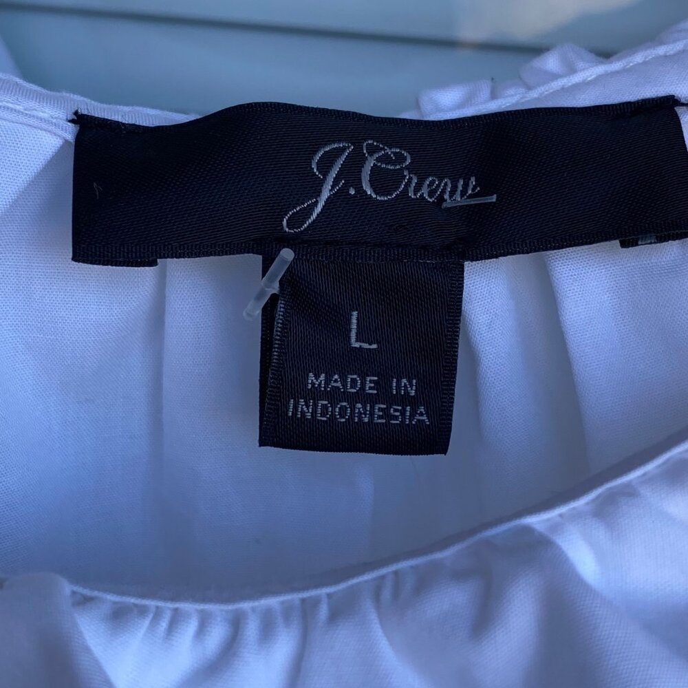 J Crew Tank Top Size Large White Cotton Ruffle Collar Cropped New Flaw - Picture 5 of 12